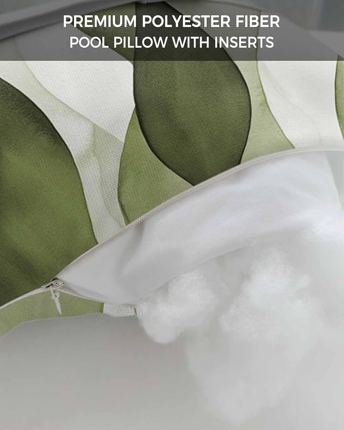 Outdoor Pillow for Chaise Lounge Chair Sage Green Gradient Ripples Outdoor Pillows Waterproof with Adjustable Strap Headrest Lumbar Pillows for Garden Patio Furniture 1 Pack 12" x 20"