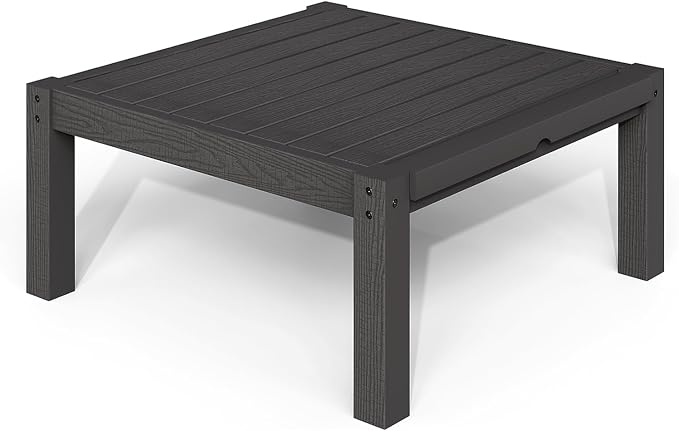 Modular Outdoor Patio Furniture Coffee Table, HIPS All-Weather Outdoor Sectional Sofa Table, Side Interlock for Expansion, Patio Side Table for Backyard, Balcony, Deck (Black)