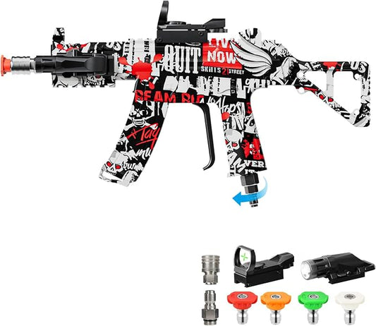 MP5S Pressure Washer Gun with Swivel - 3000 PSI High Pressure Spray Gun with 3/8" Quick Connect Plug Inlet, Foam Cannon Compatible Power Washer Handle for Car, Home & Outdoor Cleaning (Red)