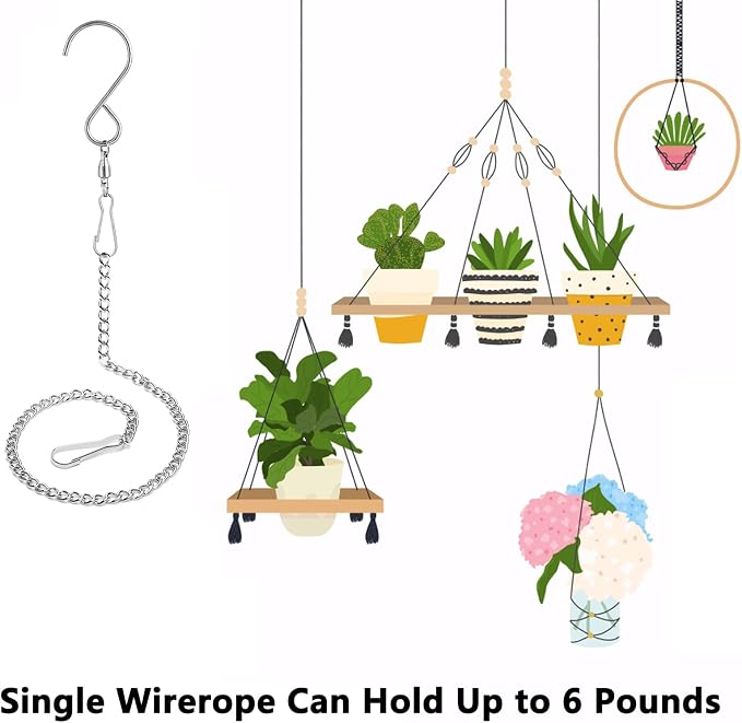 12 Pack 360 Swivel Hooks with 12.9in Extended Chain for Wind Spinner | Tsocent Heavy Duty Rotating Hooks for Wind Chimes Windsock Crystal Twisters, Outdoor Metal Hanging Parts