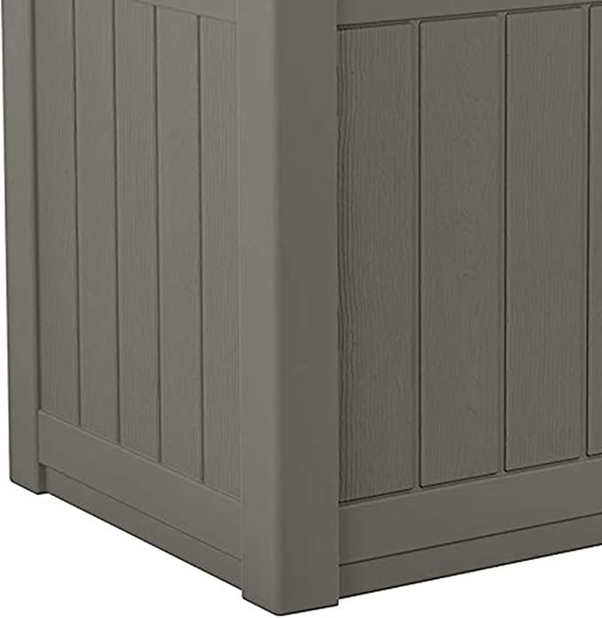Suncast 22 gallon Indoor/Outdoor Backyard Patio Small Storage Deck Box with Attractive Bench Seat and Reinforced Lid, Stone (3 Pack)
