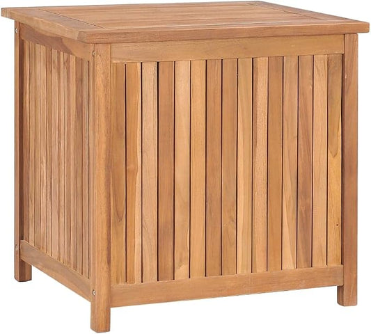 Wooden Deck Box Large Outdoor Storage for Patio Furniture, Garden Tools, Pool Supplies, Outdoor Backyard Patio Storage Deck Box Container, 23.6"x19.7"x22.8" Solid Teak Wood