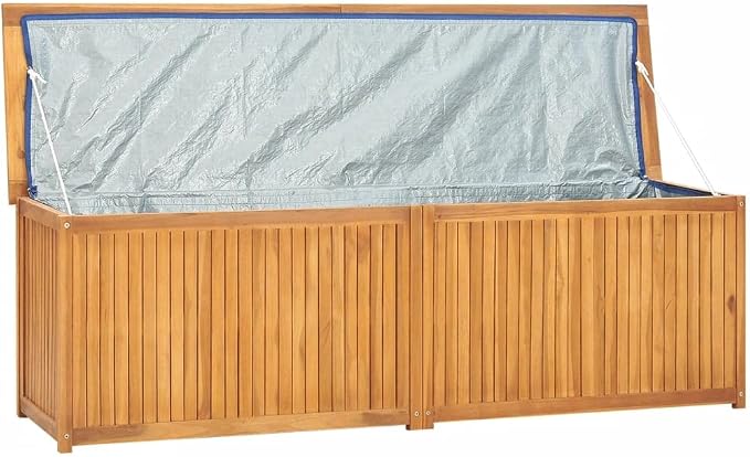 Solid Wood Patio Storage Box Outdoor Storage Bench, Solid Teak Wood Deck Box, Wooden Outdoor Storage Organization Box with Liftable Top for Garden,Patio,Backyard, 68.9"x19.7"x21.7"