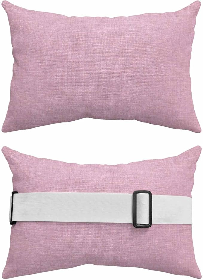 Pink Outdoor Lumbar Pillow 11x16 Inch, Farmhouse Burlap Solid Pink Color Modern Linen Texture Waterproof Throw Pillow Covers with Insert, Decorative Chair Cushions for Patio Garden Recliner