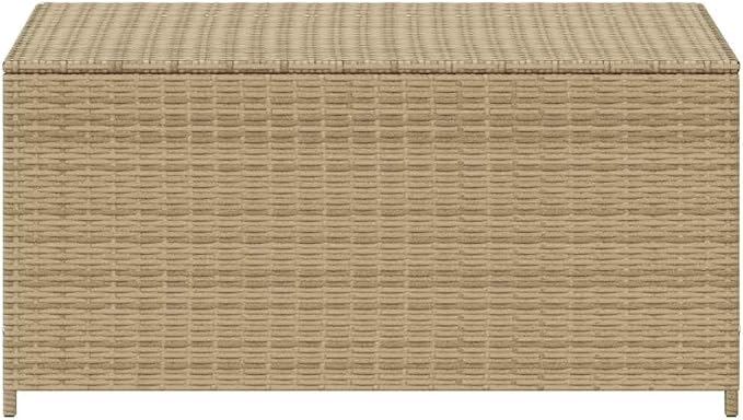 Mix Beige PE Rattan Garden Storage Box, Medium Cushion Storage for Patio and Deck Organization