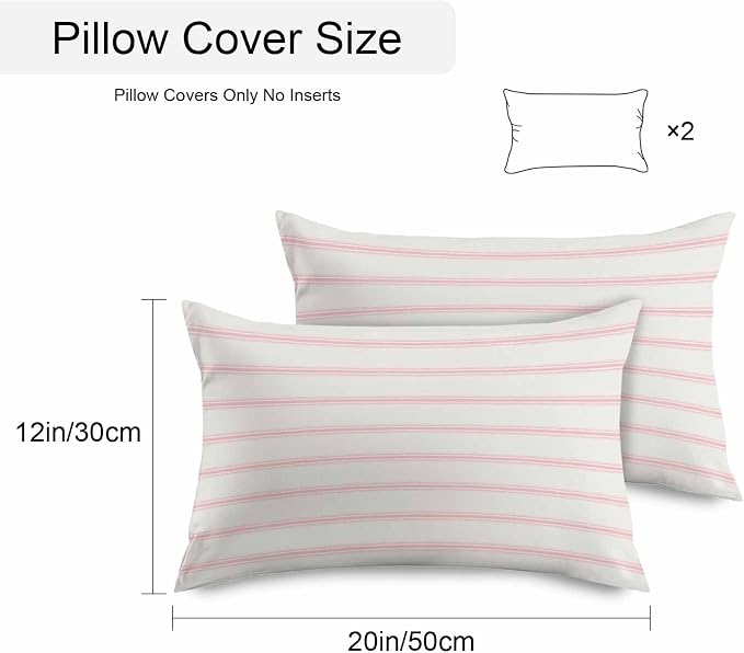 Vandarllin Outdoor Throw Pillows Covers 20x12 inch Set of 2 Waterproof Pink Stripes Decorative Zippered Cushion Covers for Patio Furniture, Abstract Lines Striped Lumbar Pillowcases