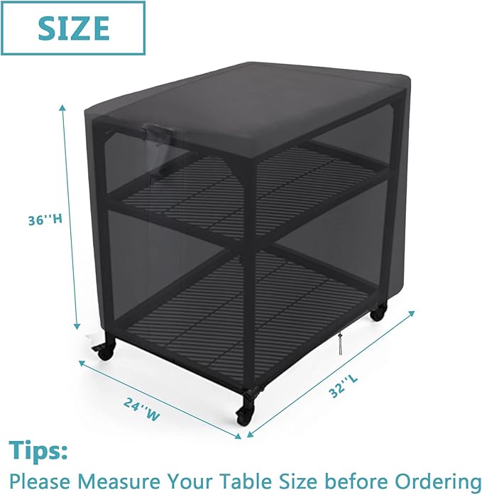 Outdoor Prep Table Cover, Waterproof Cover for Ooni Medium Modular Stainless Steel Table, Outside Covers for Ooni Pizza Oven Tables - 32 x 24 x 36 Inch