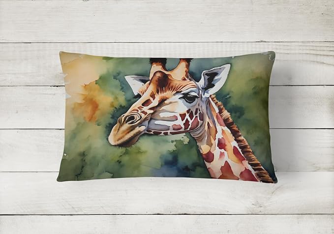 Caroline's Treasures DAC2916PW1216 Giraffe Throw Pillow Machine Washable, Indoor Outdoor Decorative Pillow for Couch, Bed or Patio, 12HX16W