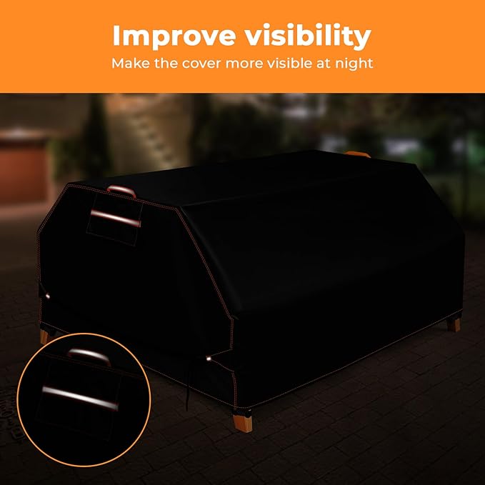 GARPROVM Patio Picnic Table Cover, Outdoor Picnic Table Bench Cover Fits for 96 Inch Large Picnic Table with Bench, 420D Heavy Duty Oxford Fabric Waterproof Windproof Anti-UV, Black