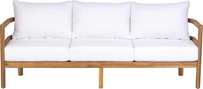 Christopher Knight Home Molly 5-Piece Patio Furniture Set, Solid Wood Outdoor Conversation Set with Coffee Table, Outdoor Sofa Set with Loveseat, Club Chairs And 3-Seater Sofa for Backyard, Teak+White