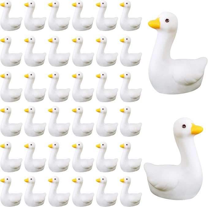 50pcs Mini Gooses Resin Animal Figurines - Handcrafted Small Desk Goose Decor for DIY Crafts, Micro Landscape Ornaments, Aquarium Potted Ornament,Miniature Geese Animal Statues to Hide