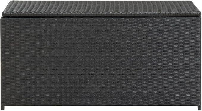 Outdoor Rattan Wicker Garden Storage Box, Patio Deck Storage Box, Patio Storage Container for Indoor, Patio Furniture Cushions, Pool Supplies,Poly Rattan 39.3"x19.6"x19.6" Black,-229