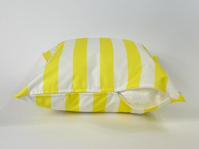 Pack of 2 Outdoor 20''x20'' Waterproof Bright Yellow Striped Throw Pillow Covers Decorative Square Cushion Patio Pillows for Patio Furniture (Illuminating)