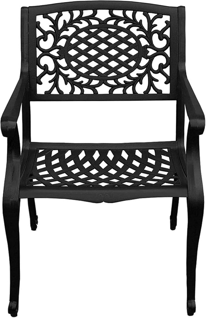 Oakland Living Modern Outdoor Mesh Lattice Aluminum 95-in Black Large Rectangular Patio Eight Arm Chairs Dining Set