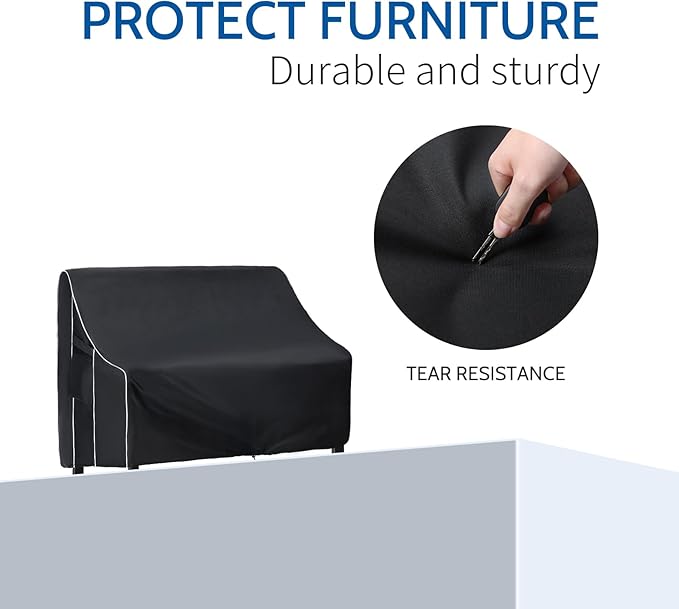 FORSPARK Patio Furniture Sofa Covers 79W x 38D x 35H 3-Seater inch Outdoor Waterproof Couch Loveseat Bench Cover, Black