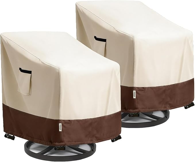 Patio Chair Covers for Outdoor Furniture Waterproof 2 Pack, Heavy Duty Waterproof Outdoor Swivel Chair Cover (33"W x35"D x36"H - Beige)