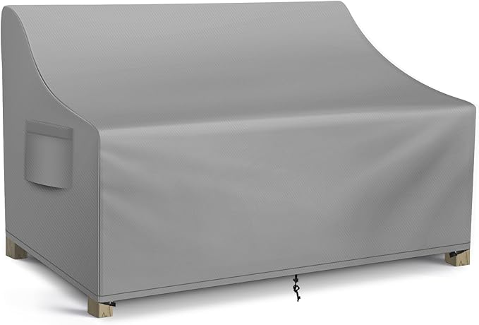 WLEAFJ Patio Sofa Cover Waterproof, 3-Seater Outdoor Sofa, Heavy Duty Deep Lounge Loveseat, Large Lawn Furniture with Air Vent, 79’’ W x 37’’ D x 35’’ H, Grey