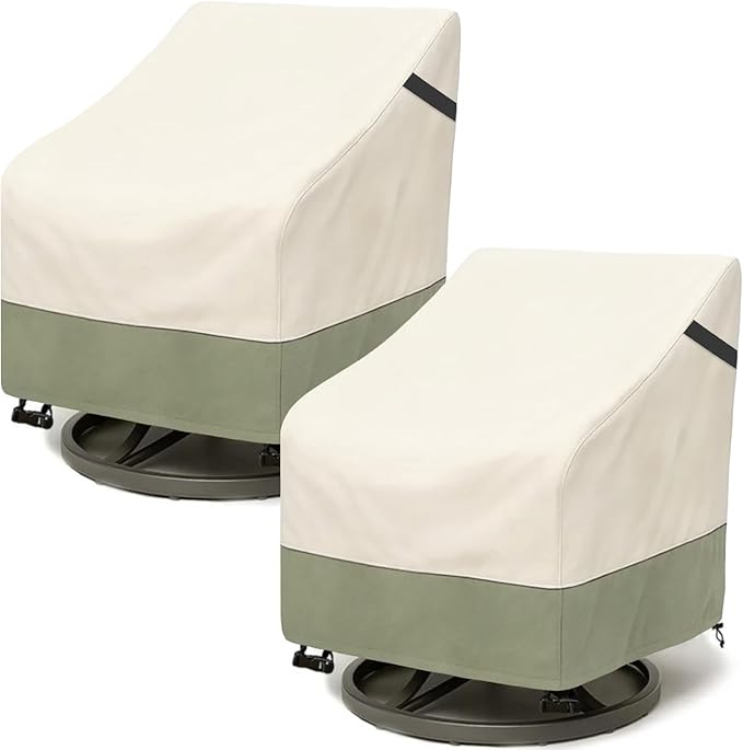 Outdoor Swivel Chair Cover 2 Pack,600D Heavy Duty 100% Waterproof Outdoor Chair Covers,Patio Furniture Covers for Swivel Patio Chairs,30" W x 34" D x 36" H,Beige