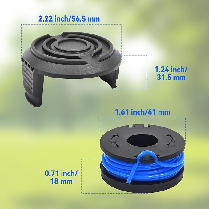 JOJOCY Weed Eater String Trimmer Line 19115C-B, 0.065" 10FT Replacement String Trimmer Line for Harbor Freight Bauer 19115C-B 20V Cordless String Trimmer (6 Rolls + 2 lids)