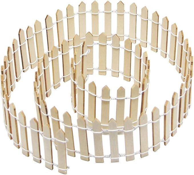 Prsildan 40 Inches Miniature Fairy Garden Fence, DIY Wood Picket Fence Mini Ornament for Home Garden