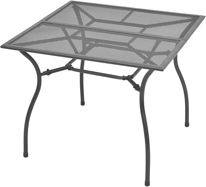3-Piece Anthracite Steel Patio Dining Set with Reclining Chairs | Includes a square bistro table with a rust-resistant e-coated finish, suitable for outdoor backyard and porch dining.