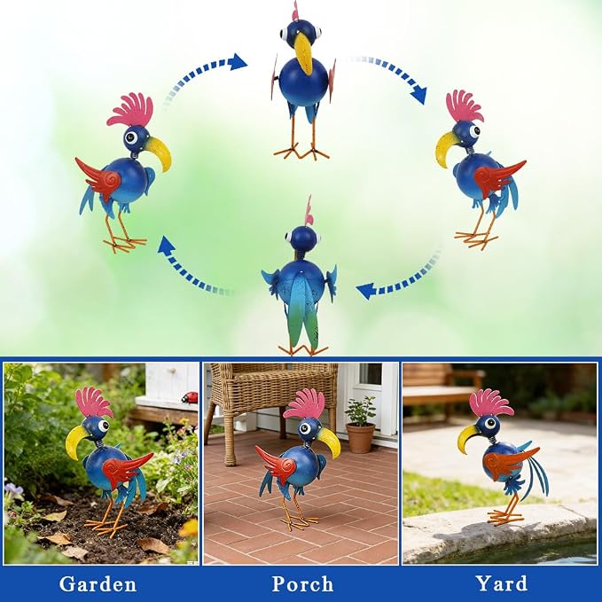 18.9'' Playful Rooster Yard Statue for Patio, Yard, Farmhouse