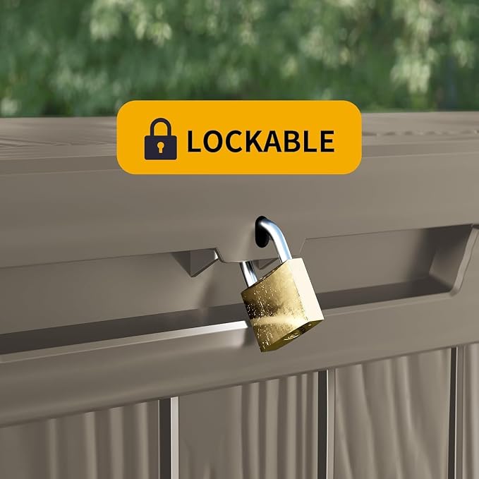120 Gallon Lockable Waterproof Outdoor Storage Boxes For Patio, Outdoor Cushions, Garden Tools, All-Weather Resin Chest with Lock for Cushions & Tools, UV-Resistant, Slate Grey