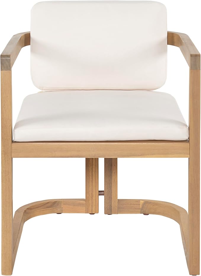 Christopher Knight Home Evana Acacia Wood Dining Table Set for 6, Solid Wood Outdoor Dining Set for 6, Modern Oval Patio Dining Table and Chair Set with Cushions, Brown + Light Teak + Beige