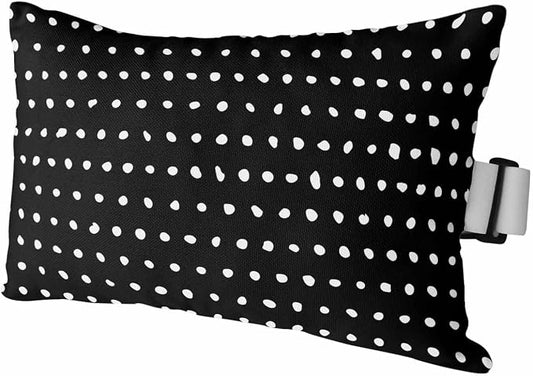 Chaise Lounge Headrest Pillow 1 Pack, Black Waterproof Chair Pillows with Insert & Adjustable Elastic Strap for Beach Pool Recliner, Abstract White Polka Dot Geometric Modern Art Outdoor Patio Pillow