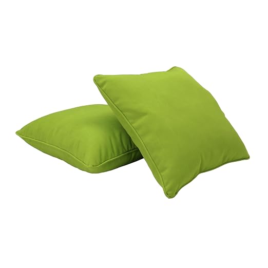 Factory Direct Partners Presidio 18" x 18" Square Decorative Throw Pillow Set with Piping for Indoor/Outdoor Furniture UV, Fade, Weather-Resistant Olefin Fabric (2-Pack) - Lime Green, 13810-LM