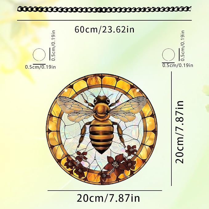 8 Inch Sun Catchers Indoor Window, Acrylic Rainbow Suncatcher Window Hanging Decoration for Living Room Bedroom Summer Home Balcony Ornaments Decoration (94 Bee)