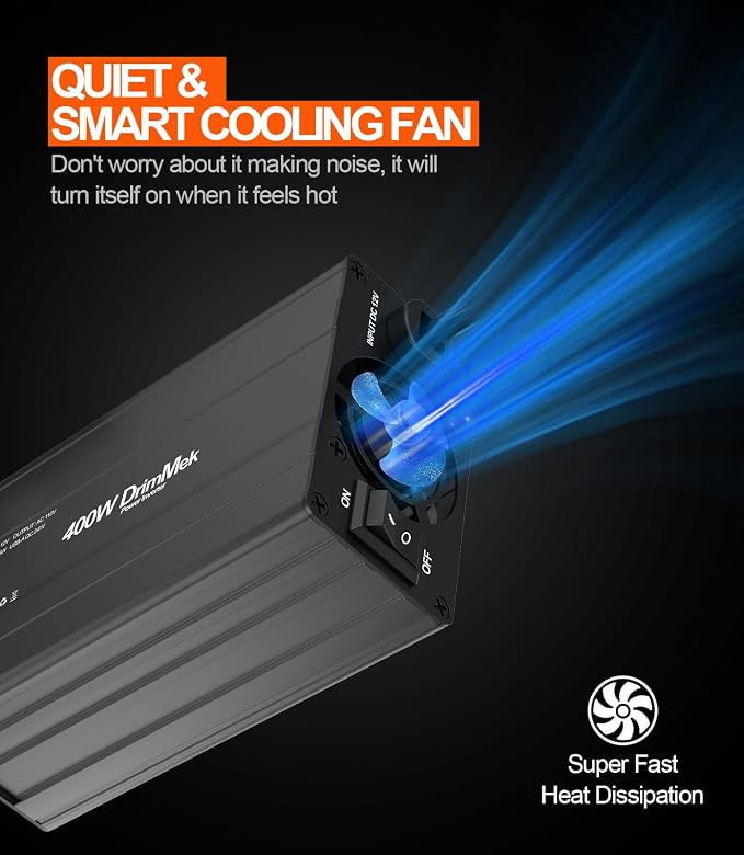 400W Car Power Inverter 12V to 110V AC｜24W+65W USB C, Laptop Charger | 65w Fast Charger,2 AC Output,Aluminum alloy casing