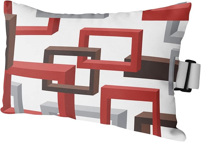 Outdoor Pillows Covers with Inserts Mid Century Geometric Pattern Red Brown Gery Waterproof Recliner Pillow with Adjustable Strap Throw Pillows for Patio Furniture Pool Lounge Chair, 11x16 inch, 1PCS