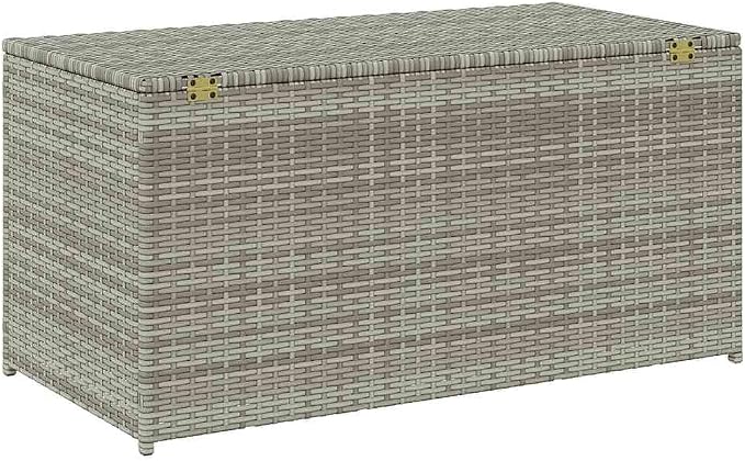 Poly Rattan Outdoor Storage Chest 39.4x19.7x19.7 Inches with PE Liner and Zipped Closure for Patio Cushions and Garden Supplies