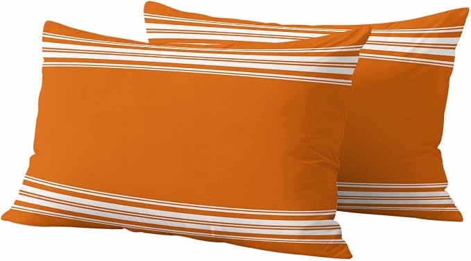 Outdoor Pillow Covers 12x20 Set of 2 Fall Orange Stripes Outdoor Pillows Waterproof Throw Pillow Covers French Stripe Farmhouse Style Pillowcases Decorative Case for Patio Cushion