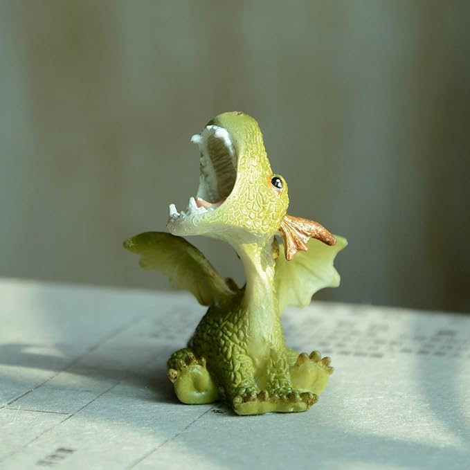 Top Collection Miniature Fairy Garden and Terrarium Statue, Mini Dragon Roaring