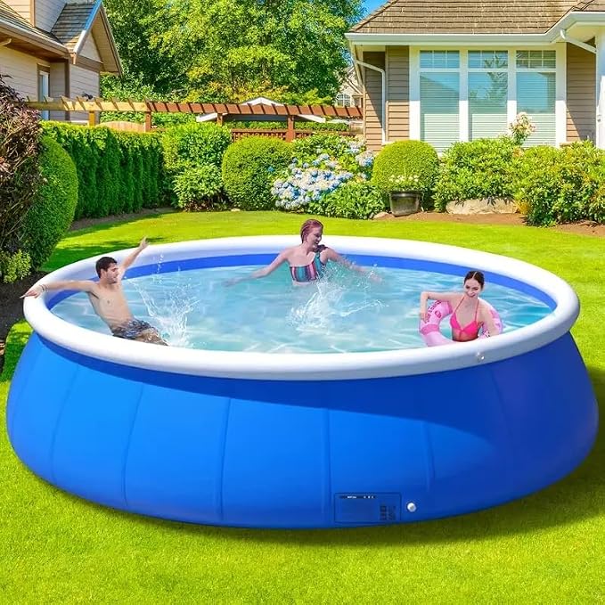 Montary Large 96"x96"x24.8" Inflatable Swimming Pool for Family- Thickened Backyard Summer Pool, Outdoor Blow Up Design with Coil Mesh, Foldable & Portable