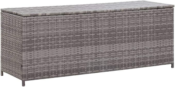 Patio Storage Box,Outdoor Cushion Storage,Outdoor Toy Storage,Outdoor Towel Storage,for Indoor or Outdoor Cushion Storage, Garden Tools Box Container Gray 59.1"x19.7"x23.6" Poly Rattan