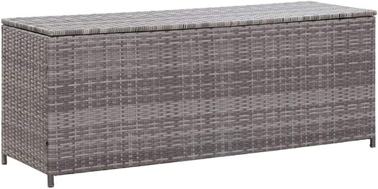 Patio Storage Box,Outdoor Cushion Storage,Outdoor Toy Storage,Outdoor Towel Storage,for Indoor or Outdoor Cushion Storage, Garden Tools Box Container Gray 59.1"x19.7"x23.6" Poly Rattan