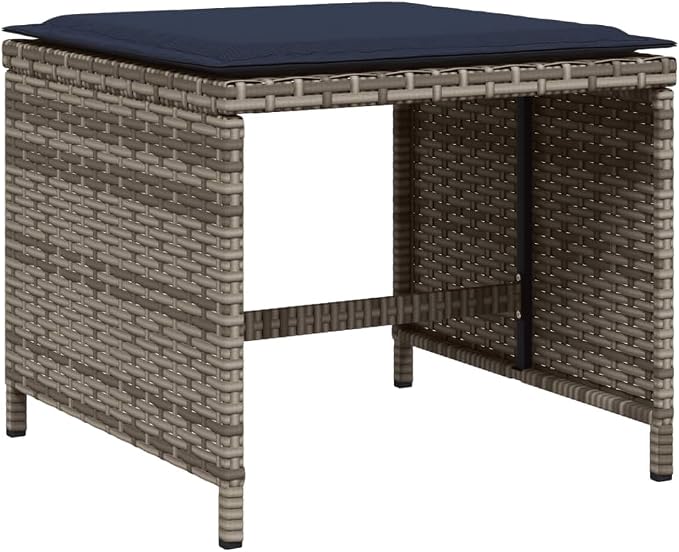 17 Piece Garden Dining Set, Patio Furniture with Foldable Chairs and Stools, PE Rattan Table and Chairs for Backyard and Outdoor Space, Grey