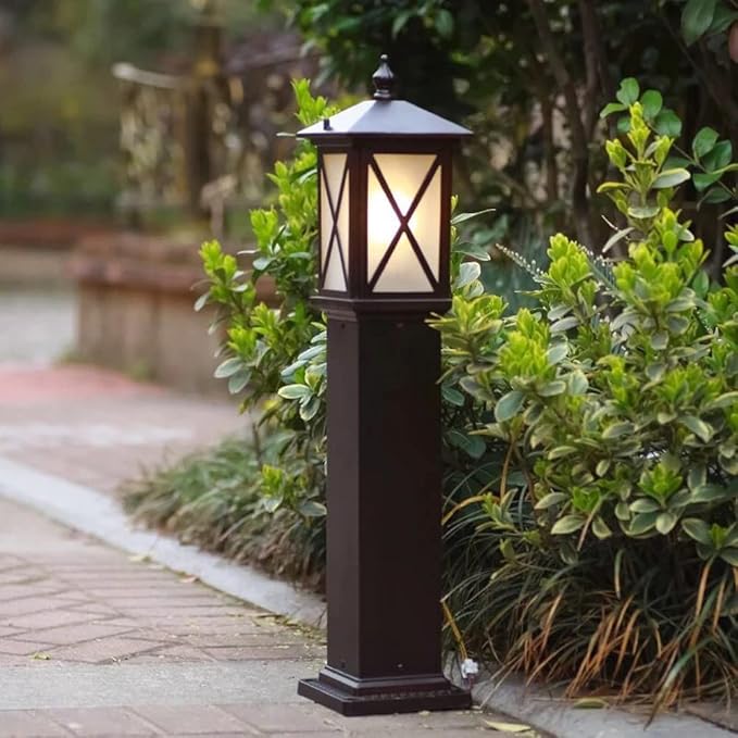 Brown Outdoor Lawn Lights Glass Shade E27 Path Lights IP65 External Waterproof Yard Lamps Outside Lighting Fixture Compatible with Garden Landscape Deck Driveway Pathway Porch Patio ,chandelier lighti