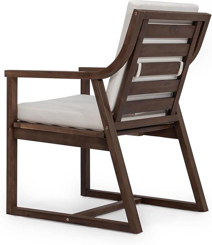 VilroCaz Acacia Wood Outdoor Dining Set for 6, All-Weather Outdoor Round Dining Table with 1.96" Umbrella Hole and 6 Armchair& Removable Cushions for Patio Backyard Pools (Mocha-2.14)