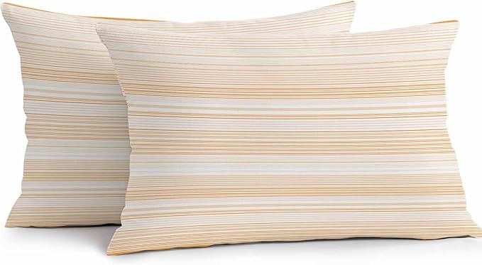 Orange Stripe Waterproof Outdoor Pillow Covers Set of 2 Home Decor, Abstract Art Modern Vertical Striped Pillowcase Patio Pillow Covers for Couch Bench Furniture Garden 20x12in