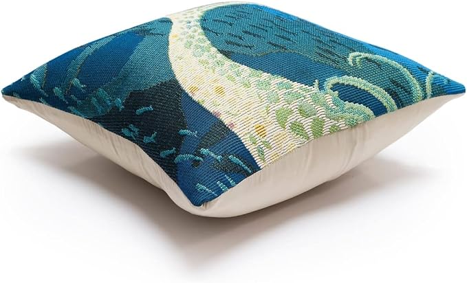Liora Manne MARINA Indoor/Outdoor Power Loomed Easy Care Pillow - Transitional Graphic Coastal Beach Accent (Mermaids Are Real Ocean) (18" x 18")