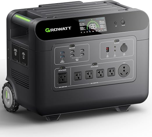 GROWATT HELIOS 3600 Portable Power Station, 3600Wh LFP Battery, Expandable to 240V/7200W AC Output, Up to 36kWh, Solar Electric Generator for Whole House Backup, RVs, Emergencies