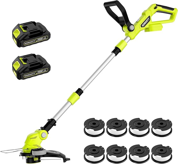 20V Electric Weed Wacker Cordless Edger Lawn Tool 2 X 2.0Ah Battery Powered Weed Eater with Charger, 12 Inch Lightweight String Trimmer, Auto Line Feed Grass Cutter Lawn Mower for Small Yard Garden