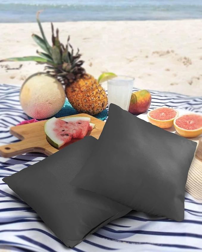 Outdoor Waterproof Throw Pillow Covers Set of 2 Dark Grey Pattern Pillowcases 26x26 Inches Pure Colour Patio Decorative Pillows Cushion Case Patio Pillows for Couch Bed Chair Garden