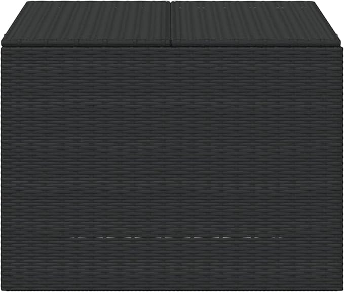 Gecheer Outdoor Storage Box, Water-Resistant Medium Garden Storage with PE Rattan Material, Black Poly Rattan Deck Box for Patio Furniture and Cushions