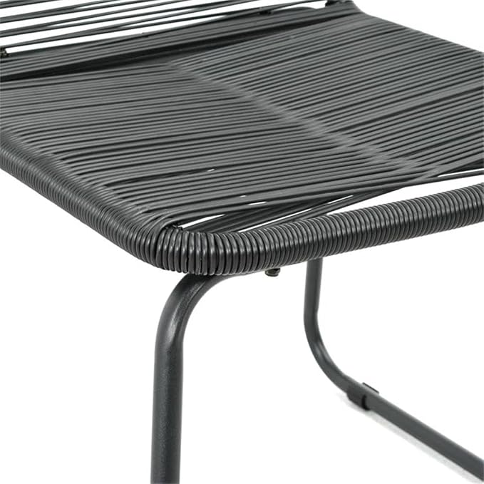 Afuera Living 5-Piece PVC Rattan Patio Dining Set, Powder-Coated Steel Frame, Square Glass Table, Black Finish, Lightweight, Space-Efficient Outdoor Furniture for Garden, Patio, or Terrace Dining