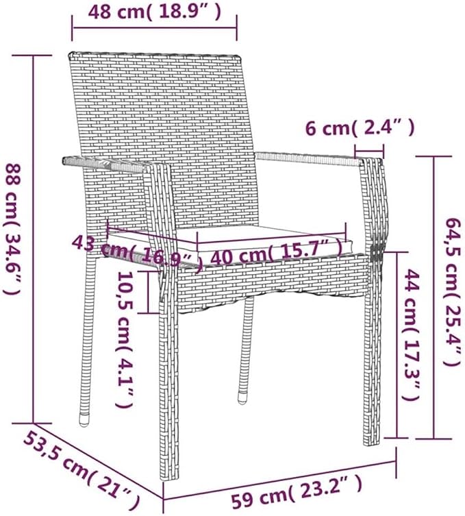 BOWERY HILL 5-Piece Garden Dining Set, PE Rattan and Powder-Coated Steel, Black and Gray Finish, Rectangular Table with 4 Cushioned Chairs, Weather-Resistant Outdoor Patio Furniture